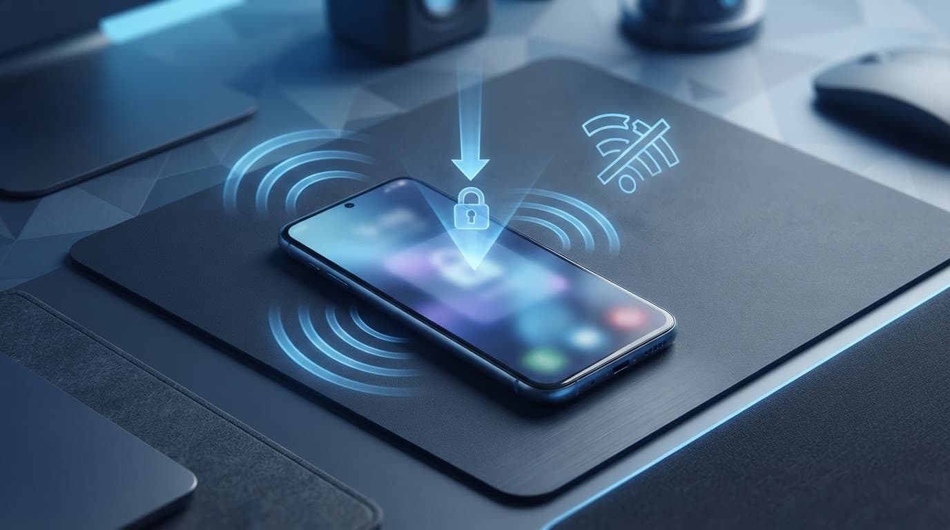 Android phone showing security signals for theft detection, offline locking, and remote access.